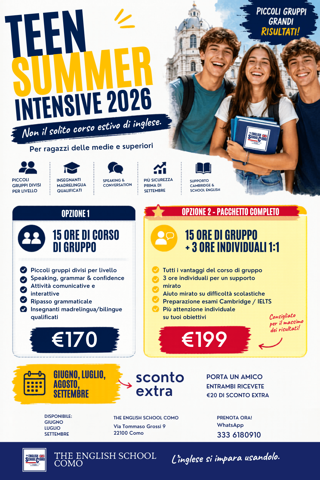 Corsi estivi in inglese per ragazzi a Como